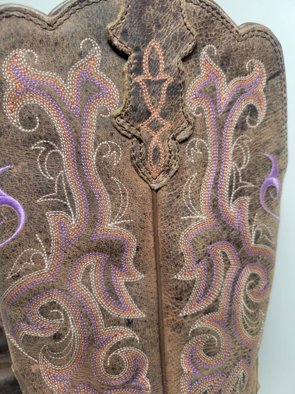 Justin Brown Leather Embroidered Western Cowboy Boots Women's 9B - Picture 7 of 13
